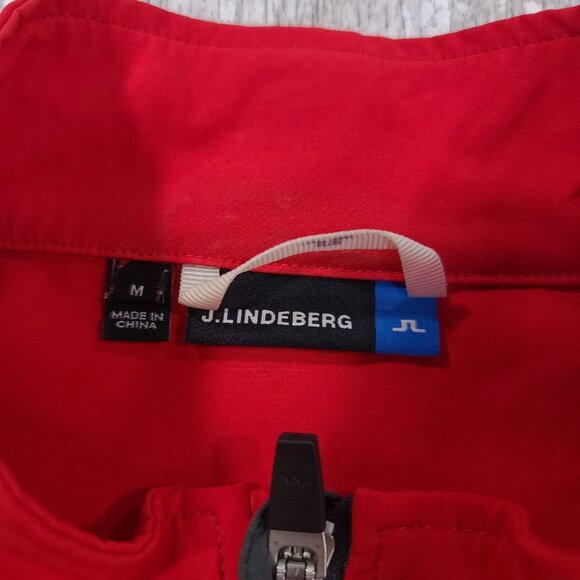 J Lindeberg Jacket Mens Medium Red Short Sleeve Pullover 1/4 Zip Golf - Picture 7 of 7
